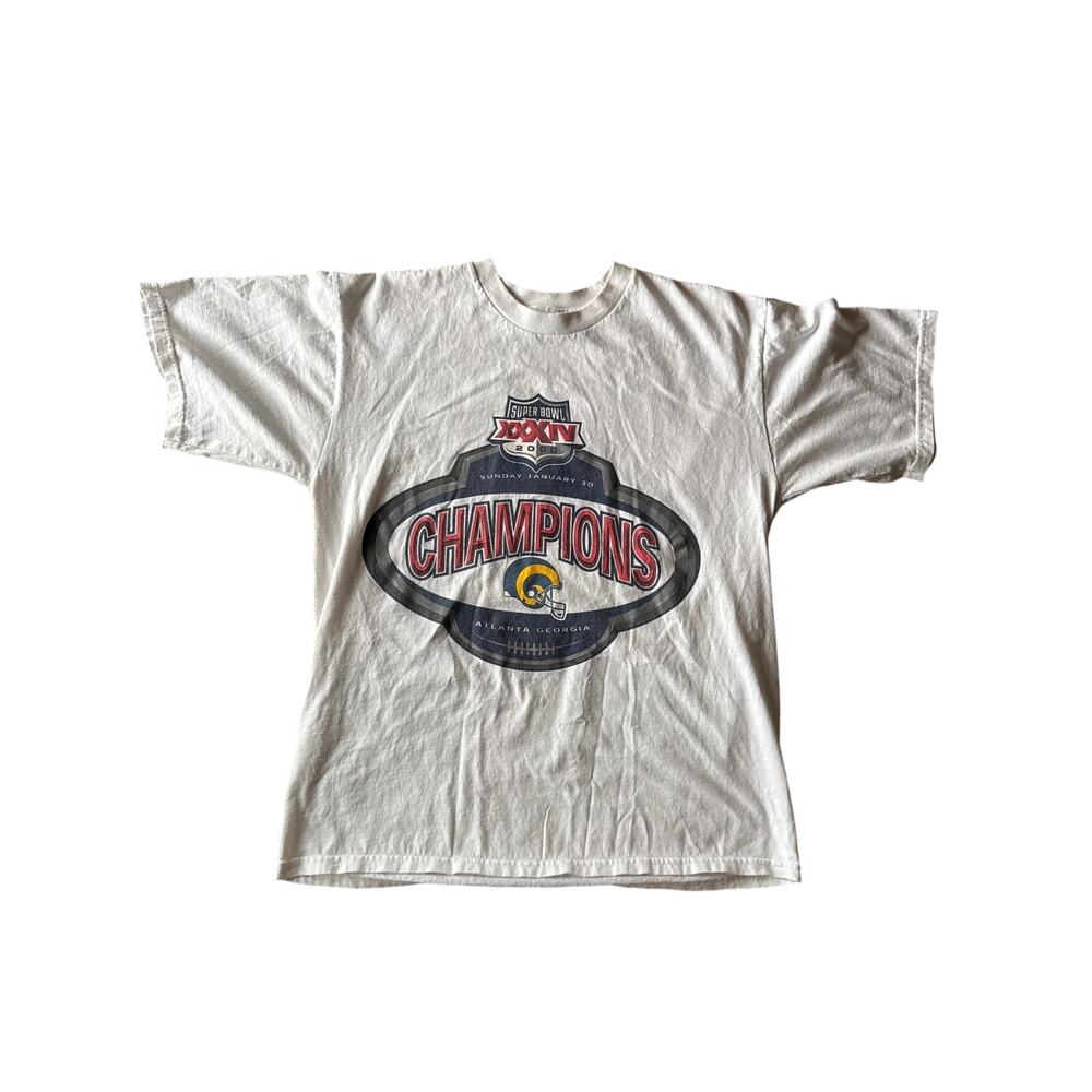 Vintage 2000 St Louis Rams Super Bowl XXXIV Champions T Shirt White M NFL